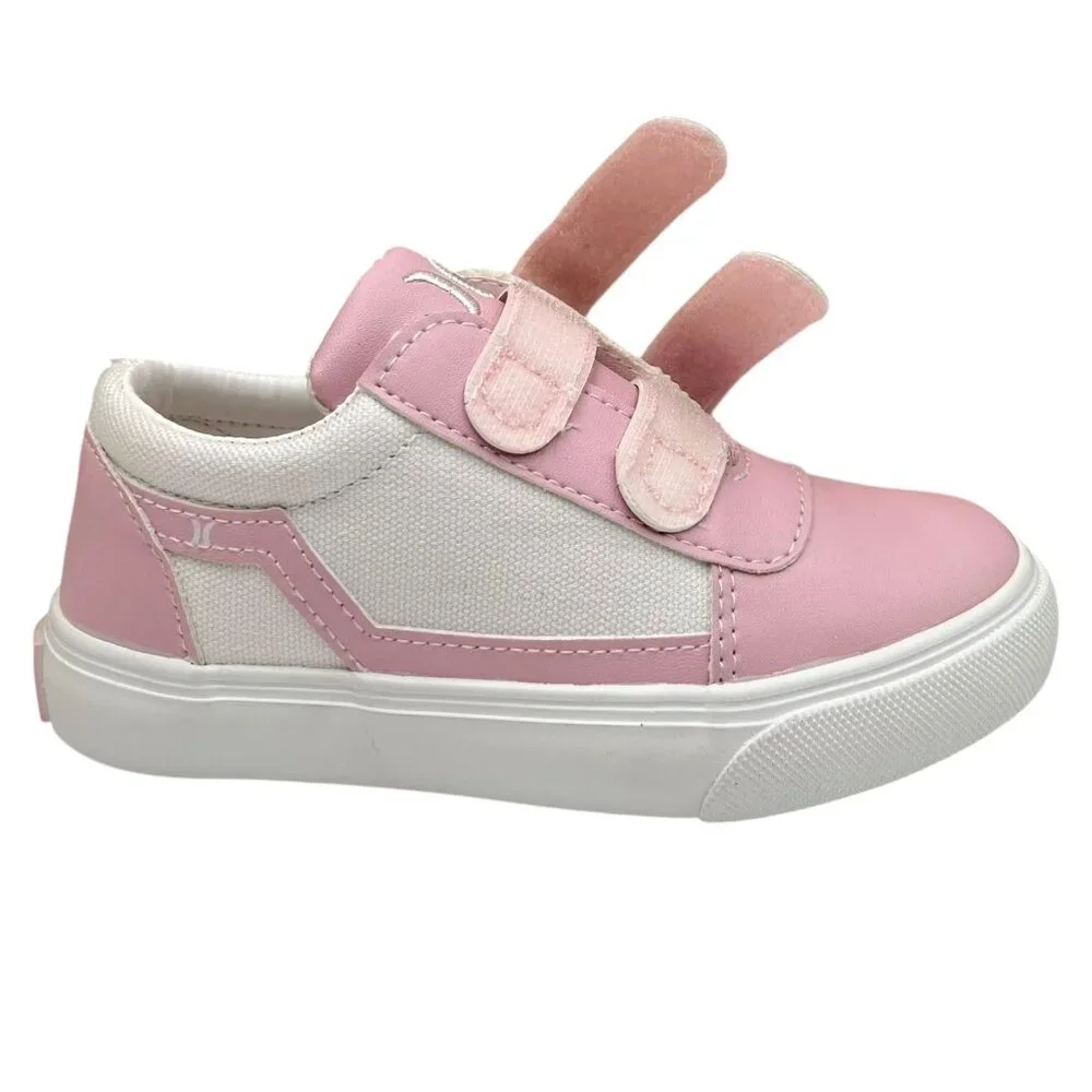 Hurley Toddler Girls Slip-on Canvas Sneakers Size 9-10 Pink-White Casual Comfort